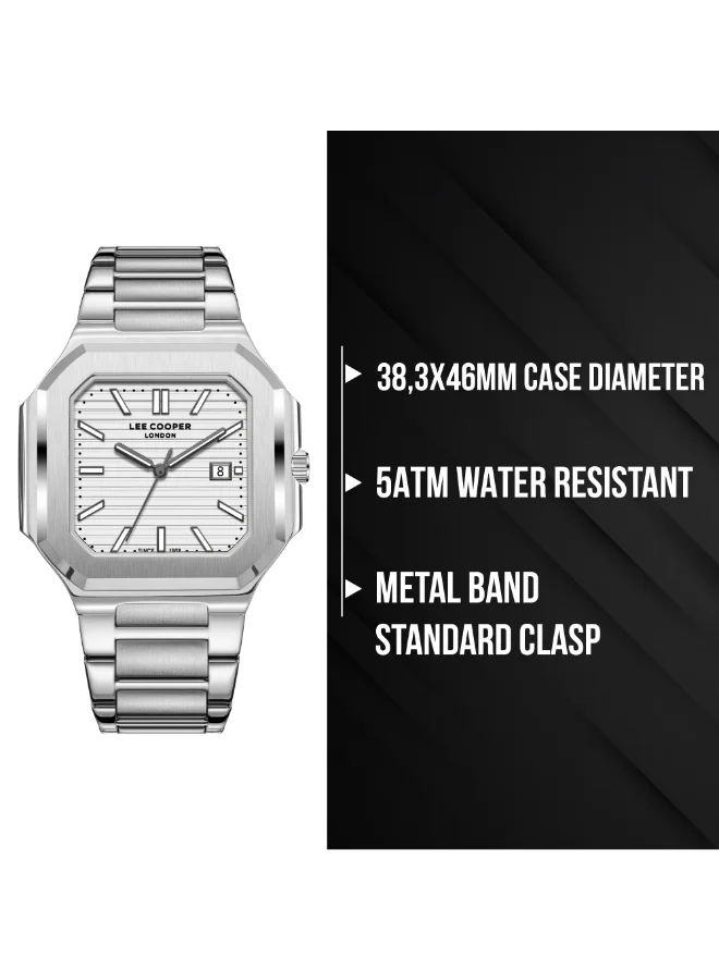 Lee Cooper SILVER Men's METAL Analog Watch LC08269.330 - 38,3X46 mm for Men | Best Price UAE